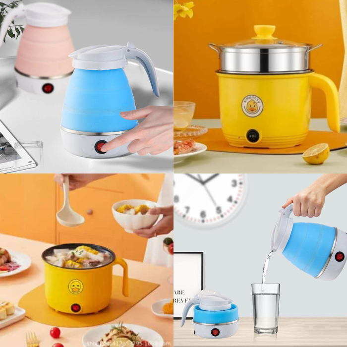 Pack Merveilleuse : Casserole Électrique Innovante et Bouilloire Électrique Pliable!
